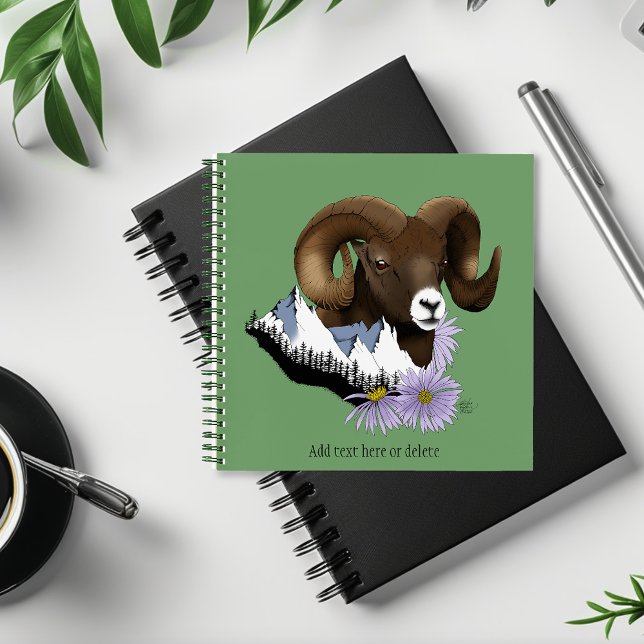 Majestic Bighorn Brown Sheep Ram Green Mountains  Notebook (Creator Uploaded)