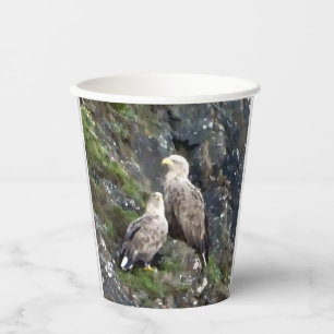 Majestic Bird of Prey White Tailed Eagle Pair Paper Cups