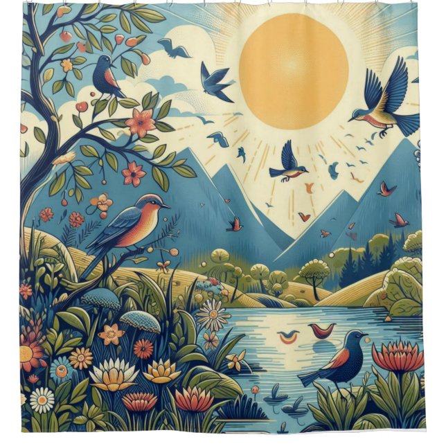 Majestic Birds in Nature Shower Curtain  (Front)