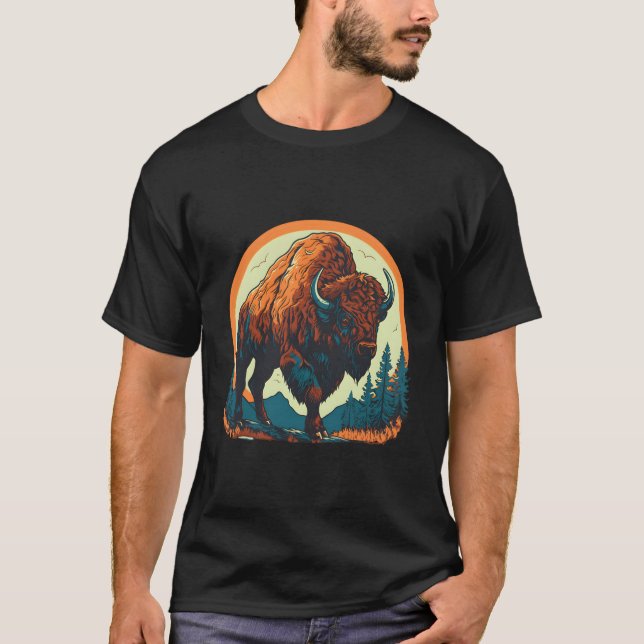 Majestic Bison American Buffalo National Park Spir T-Shirt (Front)