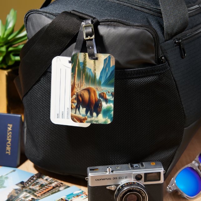 Majestic Bison Migration Luggage Tag (Front & Back)