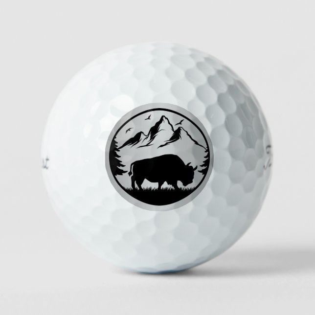 Majestic Bison Silver Accent Golf Balls (Front)