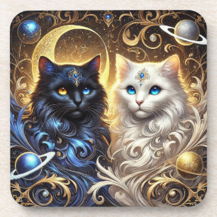Majestic Black and White Cats  Coaster