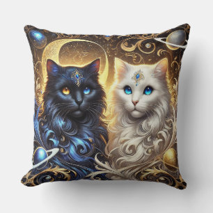 Majestic Black and White Cats Cushion