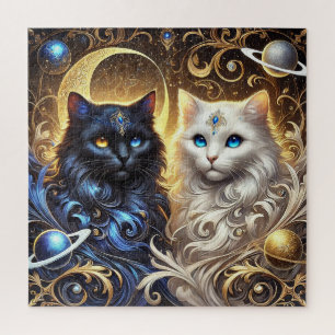 Majestic Black and White Cats Jigsaw Puzzle