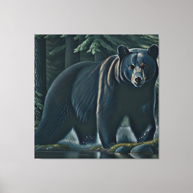 Majestic Black Bear Of The North Woods Canvas Print (Front)