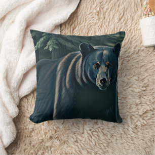 Majestic Black Bear Of The North Woods Cushion