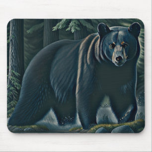 Majestic Black Bear Of The North Woods Mouse Mat