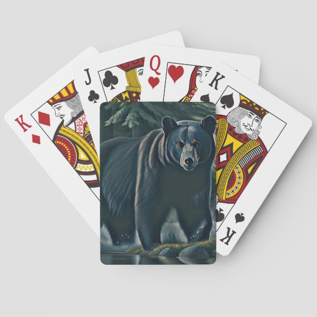 Majestic Black Bear Of The North Woods Playing Cards (Back)