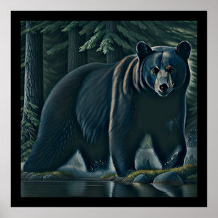 Majestic Black Bear Of The North Woods Poster