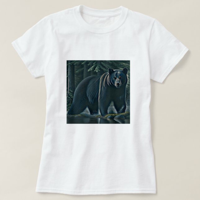 Majestic Black Bear Of The North Woods T-Shirt (Design Front)