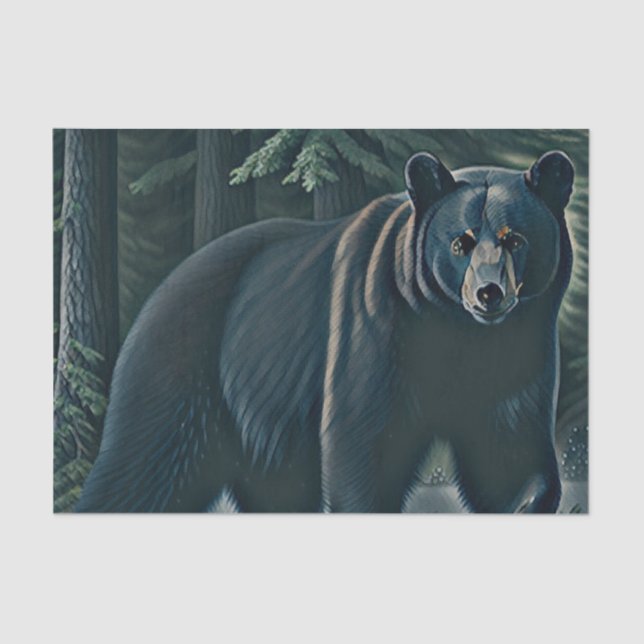 Majestic Black Bear Of The North Woods Tissue Paper (Front)