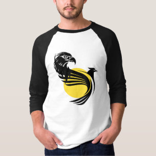 Majestic Black Eagle with Golden Sun Graphic Ragla T-Shirt