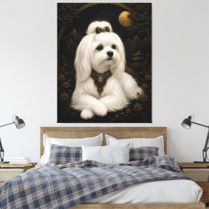 Majestic Black Gold Maltese Fantasy Wall Art