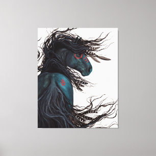 Majestic Black Horse Friesian Canvas Print Bihrle