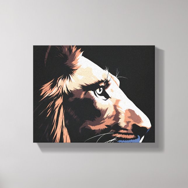 Majestic Black Lion | High-Quality Dark Aesthetic  Canvas Print (Front)