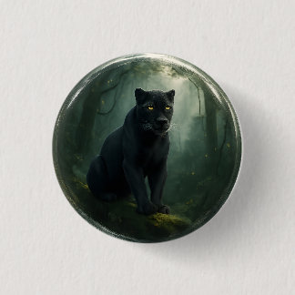 Majestic Black Panther Jungle 3D Button with Depth