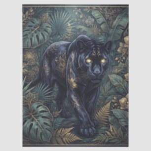 Majestic Black Panther Prowling Through a Jungle Tissue Paper