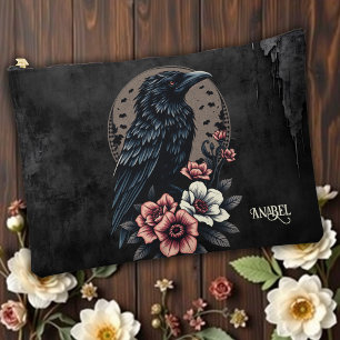 Majestic black raven  accessory pouch