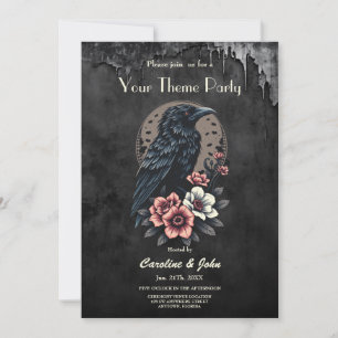 Majestic black raven invitation
