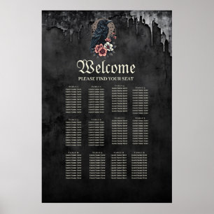 Majestic black raven sitting proudly amidst a lush poster