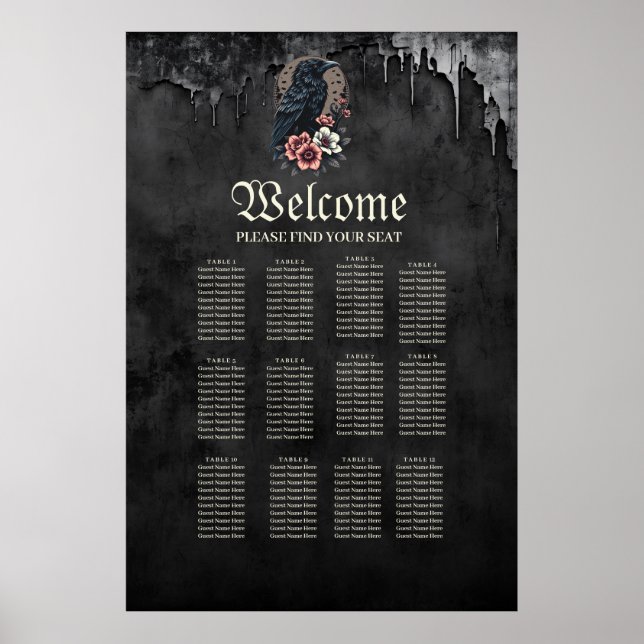 Majestic black raven sitting proudly amidst a lush poster (Front)