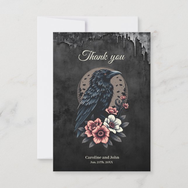 Majestic black raven  thank you card (Front)