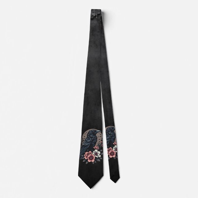 Majestic black raven  tie (Front)