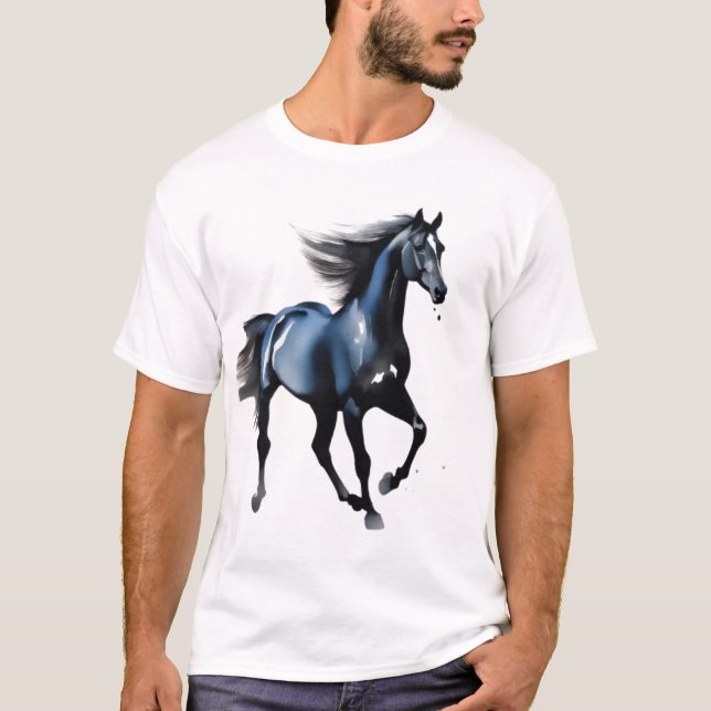 Majestic Black Stallion Galloping Men's Graphic T-Shirt (Front)