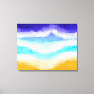 Majestic Blue and Teal Waves on Sandy Shore Canvas Print