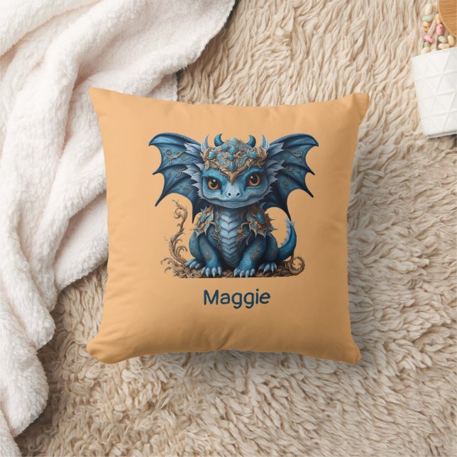 Majestic Blue Baby Dragon Chinese New Year 2024 Cushion (Blanket)