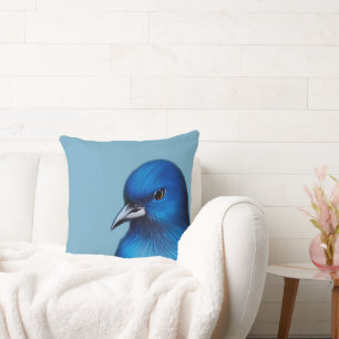 Majestic Blue Bird Nature Portrait Cushion