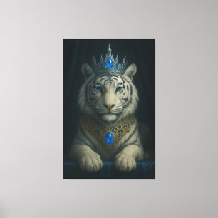 Majestic Blue Crown Royal Tiger – Luxury Fine Art Canvas Print