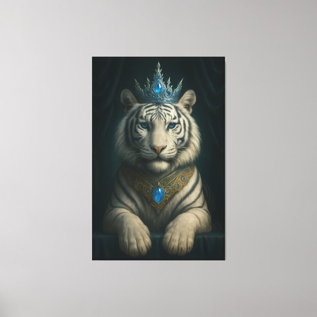 Majestic Blue Crown Royal Tiger – Luxury Fine Art  Canvas Print (Front)