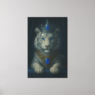 Majestic Blue Crown Royal Tiger – Luxury Fine Art Canvas Print