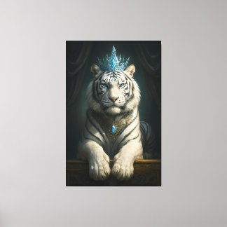 Majestic Blue Crown White Tiger · Fine Art Canvas