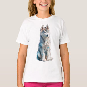 Majestic Blue Eyed Siberian Husky Puppy Kids T-Shirt
