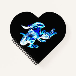 Majestic Blue Frost Dragon Heart Shaped Fantasy Notebook