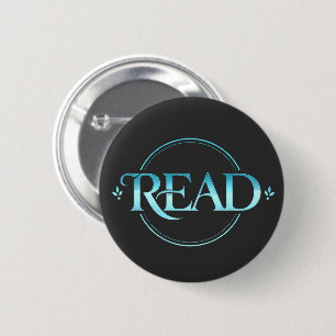 Majestic Blue Glass Typography "READ" Art 6 Cm Round Badge