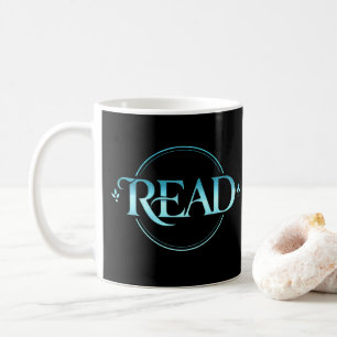 Majestic Blue Glass Typography "READ" Art Coffee Mug