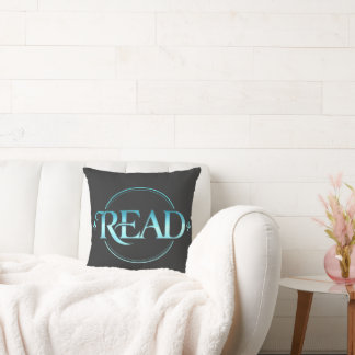 Majestic Blue Glass Typography "READ" Art Cushion