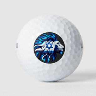 Majestic Blue Lion of Judah with Star of David Golf Balls