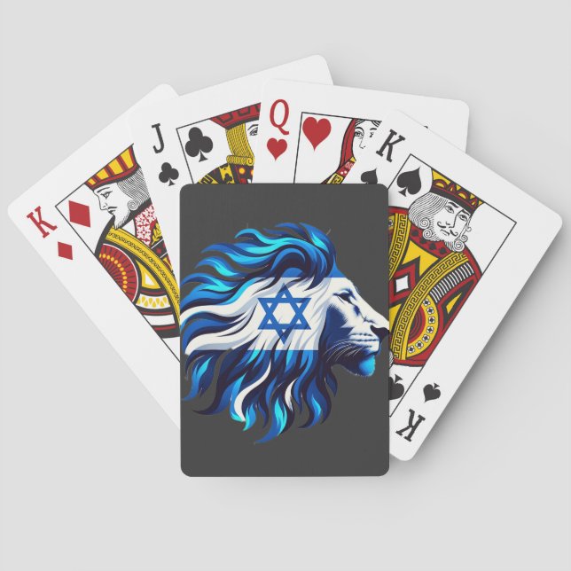 Majestic Blue Lion of Judah with Star of David Playing Cards (Back)