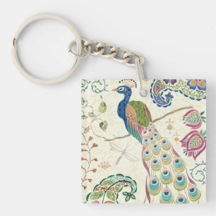 Majestic Blue Peacock Key Ring