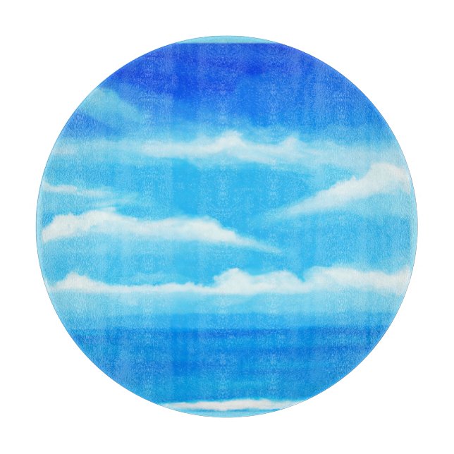 Majestic Blue Sky Painting Cutting Board (Front)
