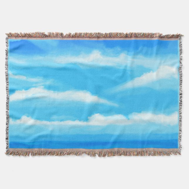 Majestic Blue Sky Painting Throw Blanket (Front)