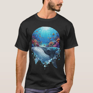 Majestic Blue Whale Coral Reef Ocean Wildlife T-Shirt