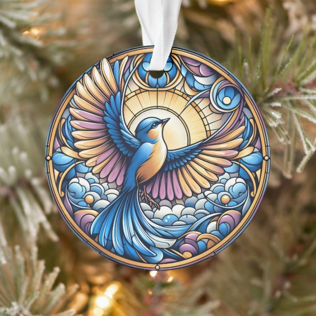 Majestic Bluebird Under the Golden Sun Ornament (Tree)