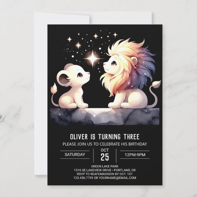 Majestic Boho Lion Birthday Invitation (Front)