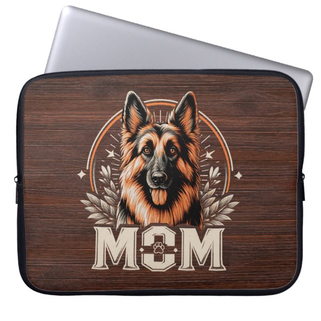 Majestic Bond: Gee Vaucher German Shepherd Dog Mum Laptop Sleeve (Front)